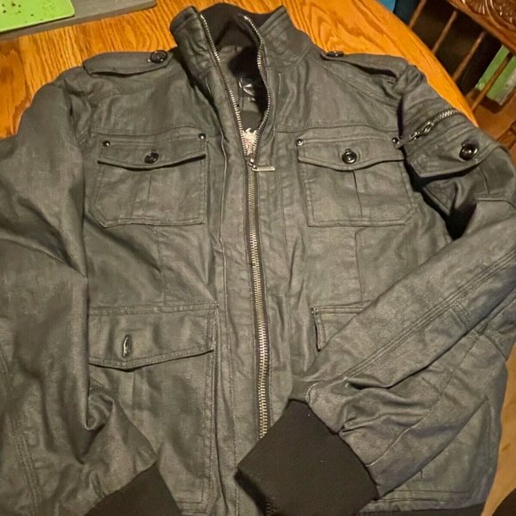 XRay Jeans Mens Dark Gray Denim Jacket Size L NWT - Picture 1 of 3